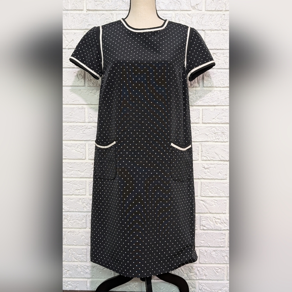 90's Peggy Jennings Black Polka Dot Vintage Inspired Jackie-O Dress Saks 5th Ave